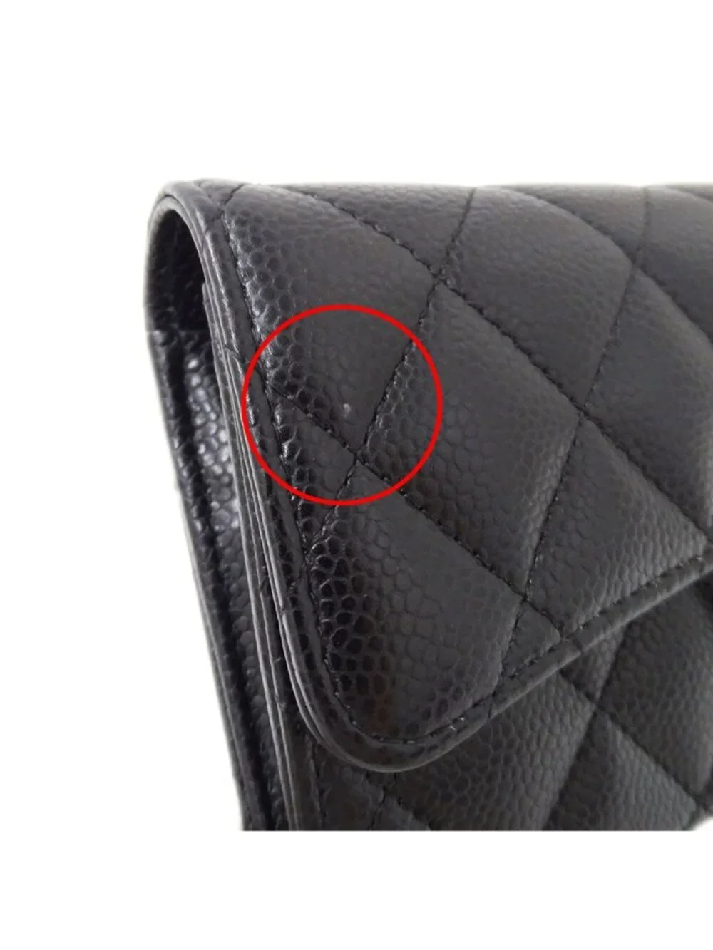 Chanel Wallet Quilted Caviar Leather Black Gold